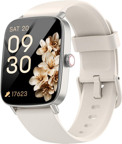 Smart Watch for Women, 1.85" HD Smartwatch Compatible iPhone/Samsung/Android (Answer/Make Calls), 100+ Sport Modes Fitness Tracker with Heart Rate/Sleep/SpO2 Monitor, IP68 Waterproof, with 2 Bands