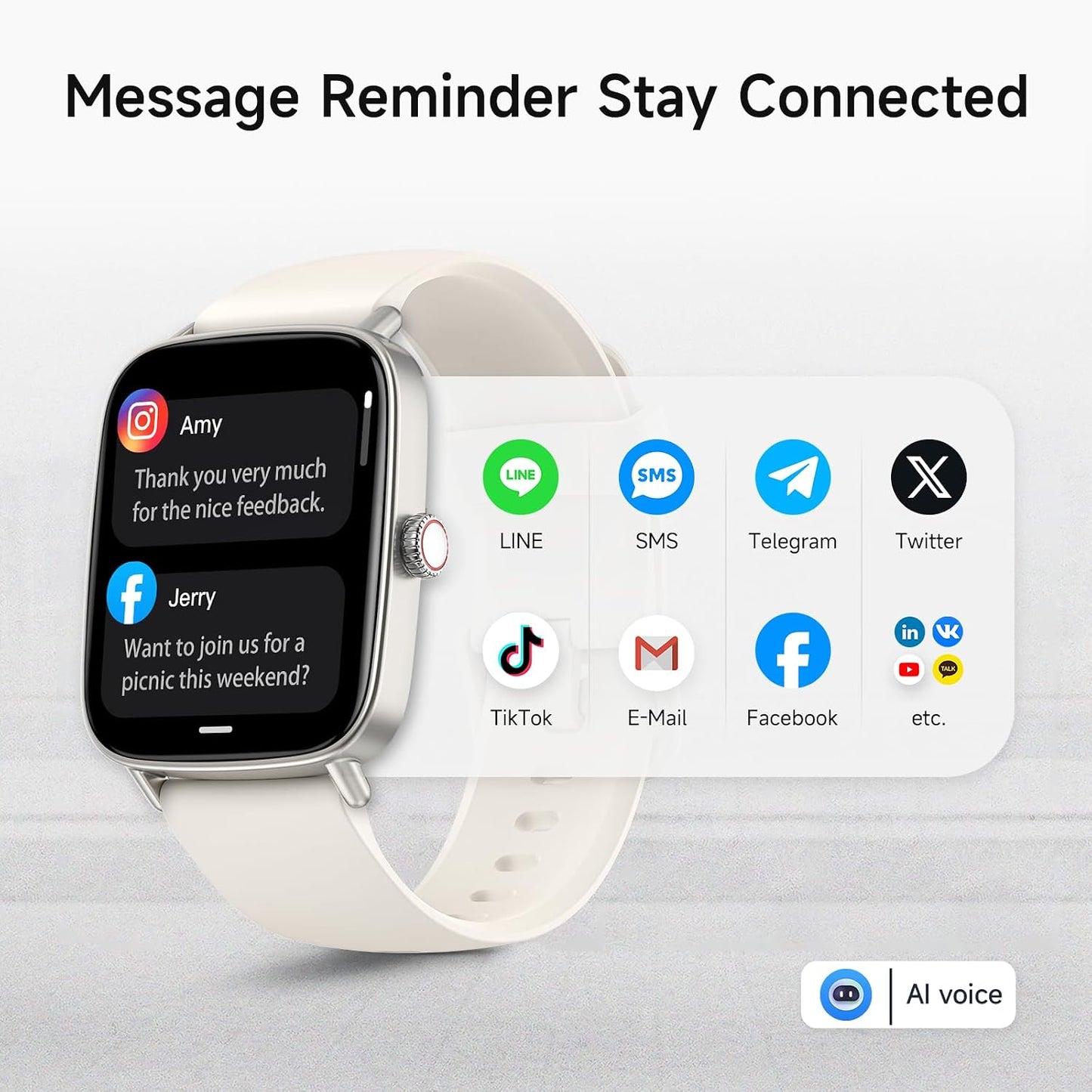 Smart Watch for Women, 1.85" HD Smartwatch Compatible iPhone/Samsung/Android (Answer/Make Calls), 100+ Sport Modes Fitness Tracker with Heart Rate/Sleep/SpO2 Monitor, IP68 Waterproof, with 2 Bands
