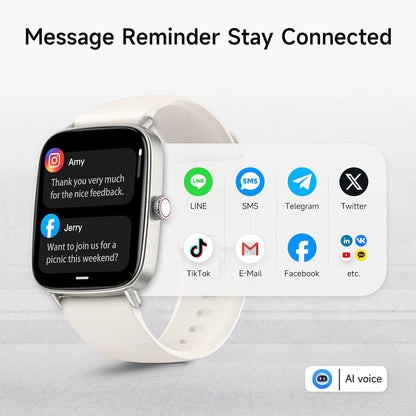 Smart Watch for Women, 1.85" HD Smartwatch Compatible iPhone/Samsung/Android (Answer/Make Calls), 100+ Sport Modes Fitness Tracker with Heart Rate/Sleep/SpO2 Monitor, IP68 Waterproof, with 2 Bands