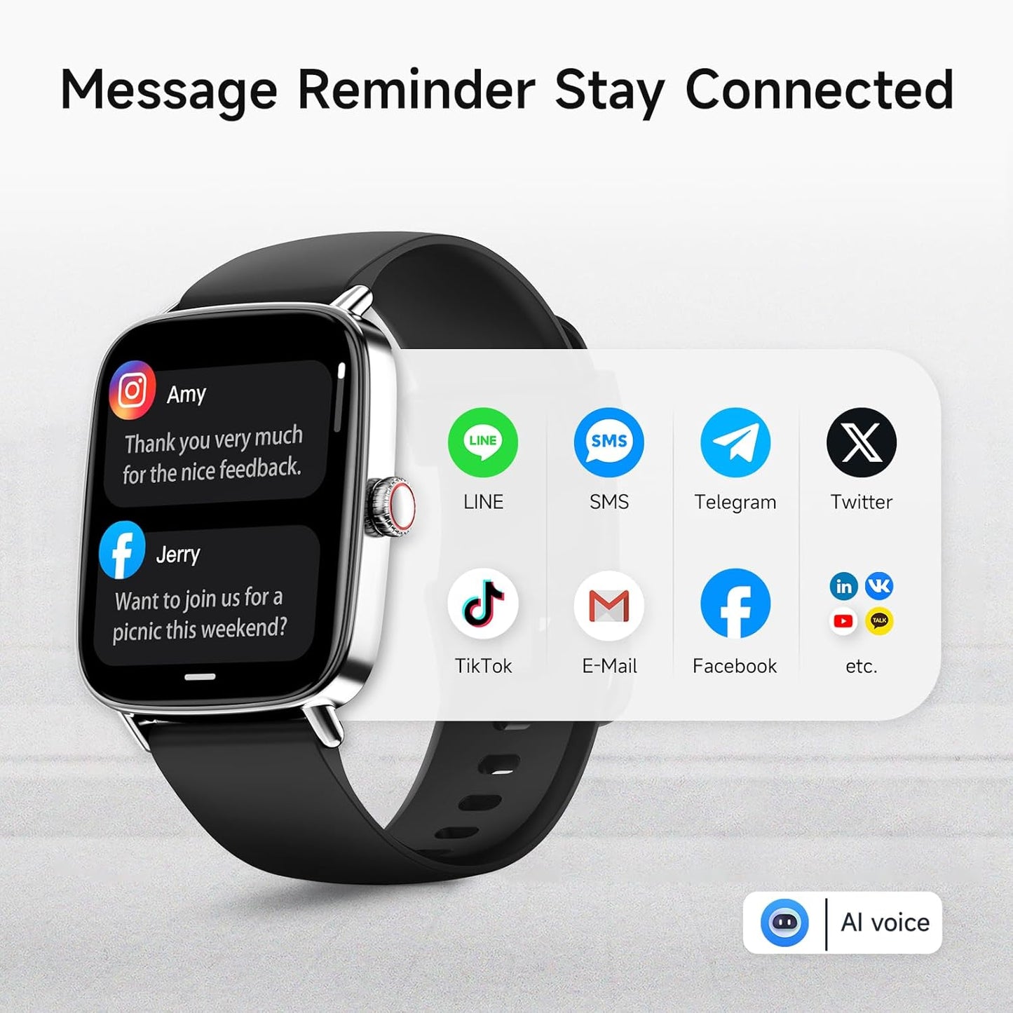 Smart Watch for Women, 1.85" HD Smartwatch Compatible iPhone/Samsung/Android (Answer/Make Calls), 100+ Sport Modes Fitness Tracker with Heart Rate/Sleep/SpO2 Monitor, IP68 Waterproof, with 2 Bands