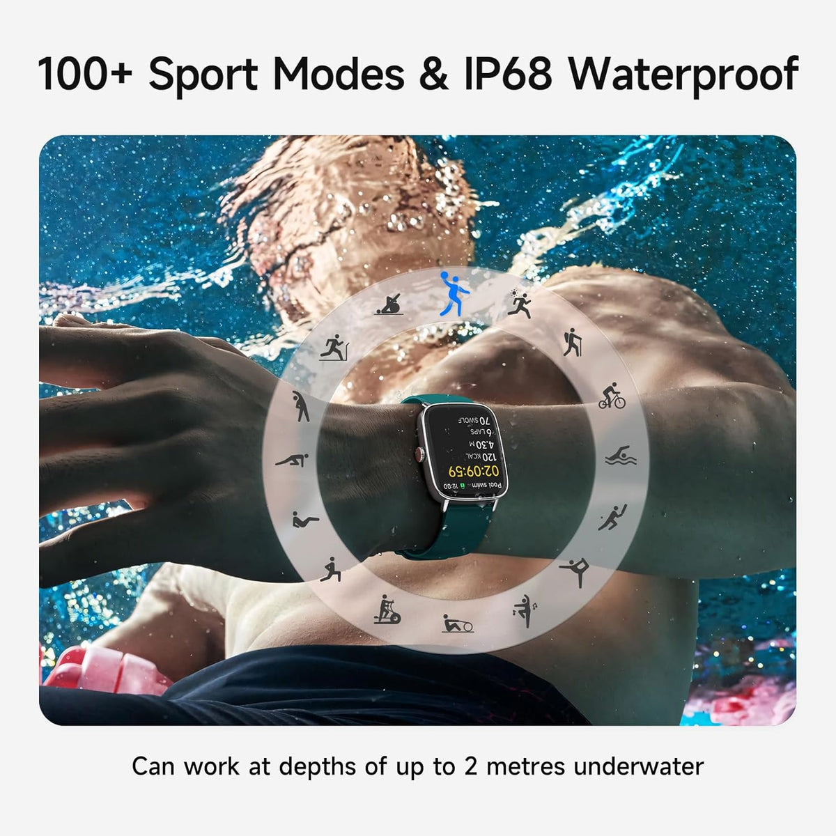 Smart Watch for Women, 1.85" HD Smartwatch Compatible iPhone/Samsung/Android (Answer/Make Calls), 100+ Sport Modes Fitness Tracker with Heart Rate/Sleep/SpO2 Monitor, IP68 Waterproof, with 2 Bands