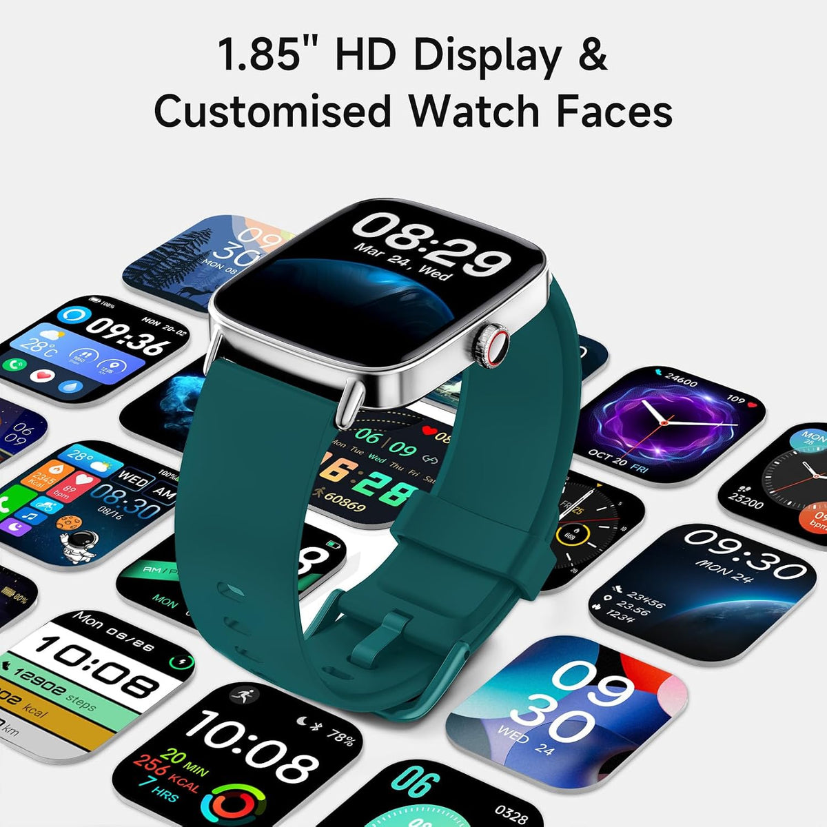 Smart Watch for Women, 1.85" HD Smartwatch Compatible iPhone/Samsung/Android (Answer/Make Calls), 100+ Sport Modes Fitness Tracker with Heart Rate/Sleep/SpO2 Monitor, IP68 Waterproof, with 2 Bands