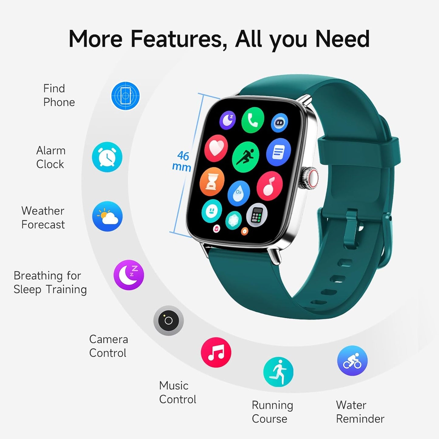 Smart Watch for Women, 1.85" HD Smartwatch Compatible iPhone/Samsung/Android (Answer/Make Calls), 100+ Sport Modes Fitness Tracker with Heart Rate/Sleep/SpO2 Monitor, IP68 Waterproof, with 2 Bands
