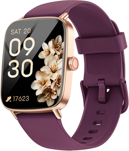 Smart Watch for Women, 1.85" HD Smartwatch Compatible iPhone/Samsung/Android (Answer/Make Calls), 100+ Sport Modes Fitness Tracker with Heart Rate/Sleep/SpO2 Monitor, IP68 Waterproof, with 2 Bands