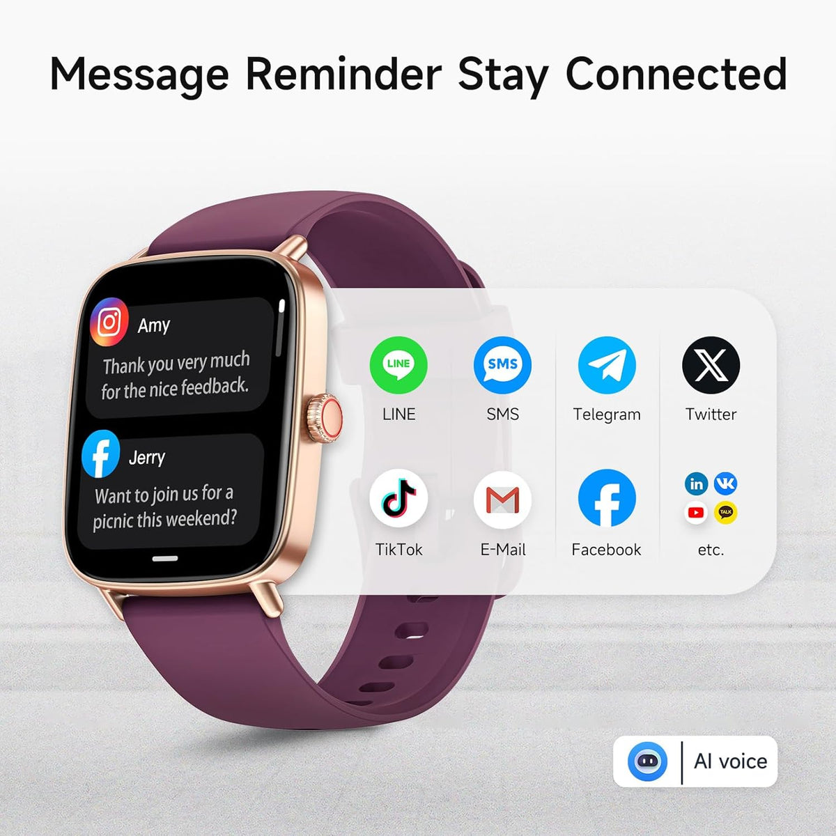 Smart Watch for Women, 1.85" HD Smartwatch Compatible iPhone/Samsung/Android (Answer/Make Calls), 100+ Sport Modes Fitness Tracker with Heart Rate/Sleep/SpO2 Monitor, IP68 Waterproof, with 2 Bands