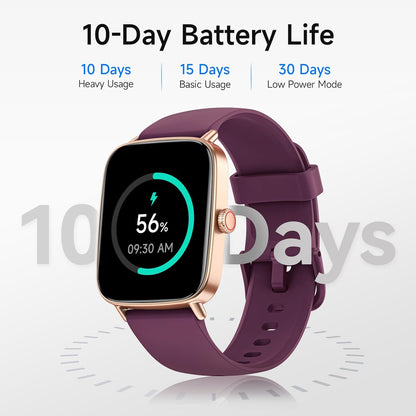 Smart Watch for Women, 1.85" HD Smartwatch Compatible iPhone/Samsung/Android (Answer/Make Calls), 100+ Sport Modes Fitness Tracker with Heart Rate/Sleep/SpO2 Monitor, IP68 Waterproof, with 2 Bands