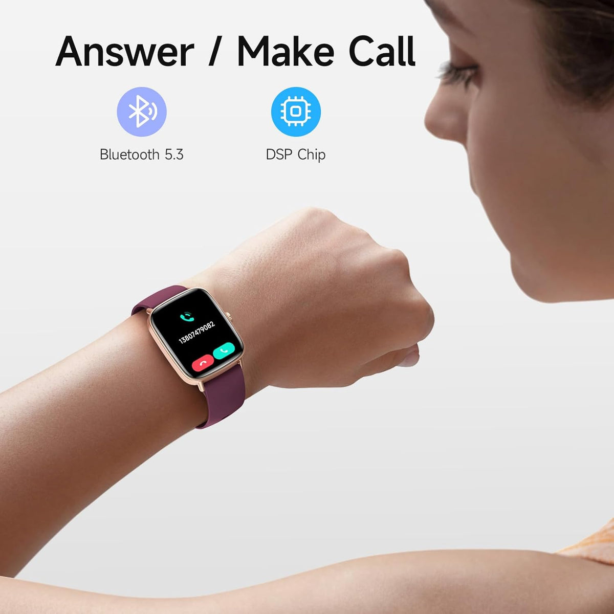 Smart Watch for Women, 1.85" HD Smartwatch Compatible iPhone/Samsung/Android (Answer/Make Calls), 100+ Sport Modes Fitness Tracker with Heart Rate/Sleep/SpO2 Monitor, IP68 Waterproof, with 2 Bands