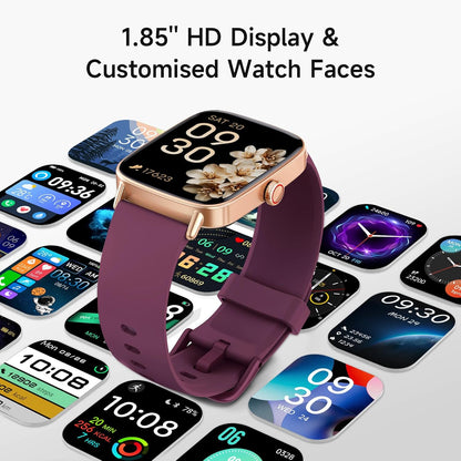 Smart Watch for Women, 1.85" HD Smartwatch Compatible iPhone/Samsung/Android (Answer/Make Calls), 100+ Sport Modes Fitness Tracker with Heart Rate/Sleep/SpO2 Monitor, IP68 Waterproof, with 2 Bands