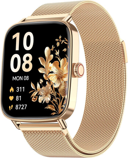 Smart Watch for Women, 1.85" HD Smartwatch Compatible iPhone/Samsung/Android (Answer/Make Calls), 100+ Sport Modes Fitness Tracker with Heart Rate/Sleep/SpO2 Monitor, IP68 Waterproof, with 2 Bands