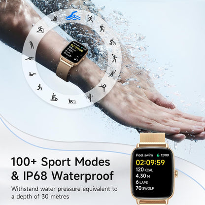 Smart Watch for Women, 1.85" HD Smartwatch Compatible iPhone/Samsung/Android (Answer/Make Calls), 100+ Sport Modes Fitness Tracker with Heart Rate/Sleep/SpO2 Monitor, IP68 Waterproof, with 2 Bands