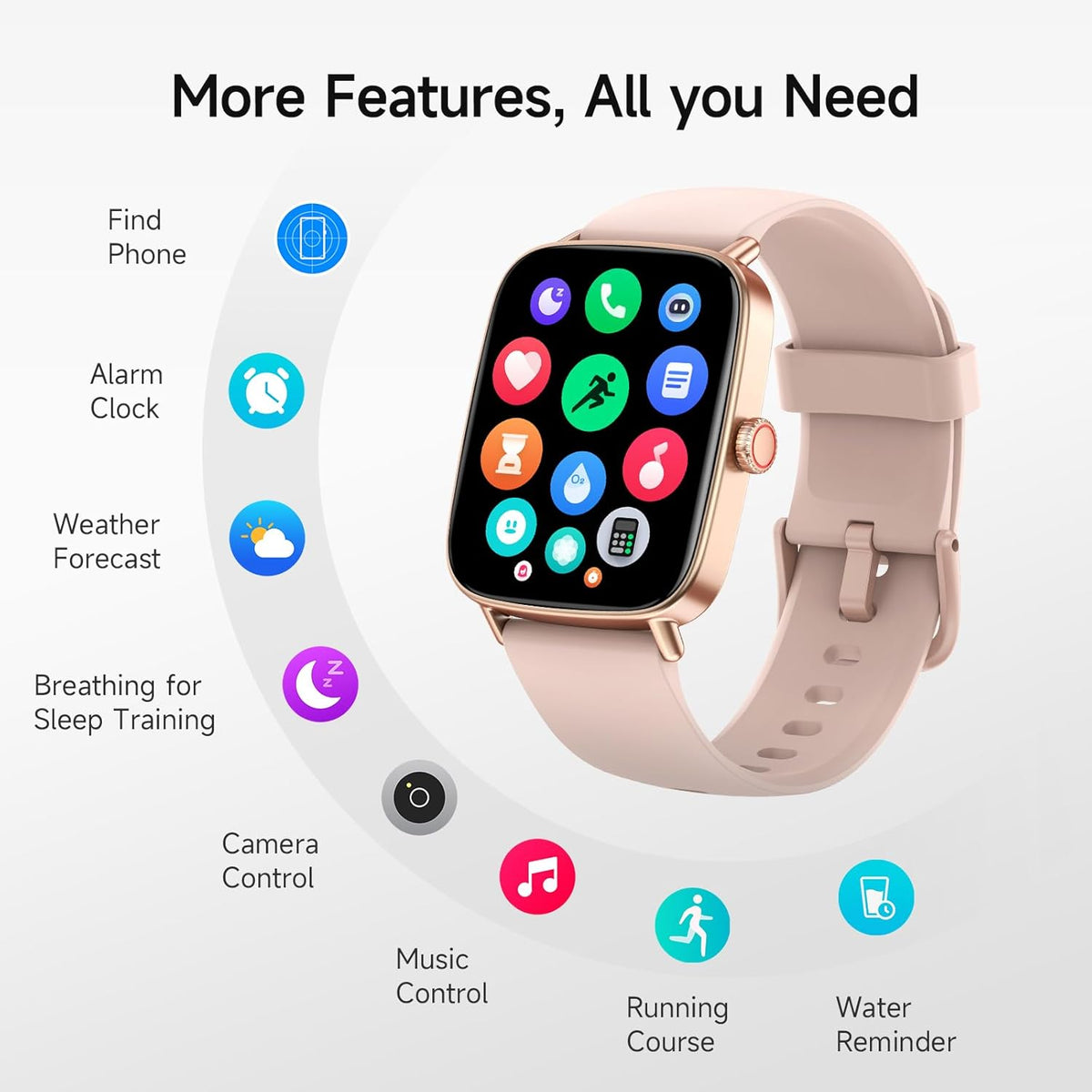 Smart Watch for Women, 1.85" HD Smartwatch Compatible iPhone/Samsung/Android (Answer/Make Calls), 100+ Sport Modes Fitness Tracker with Heart Rate/Sleep/SpO2 Monitor, IP68 Waterproof, with 2 Bands