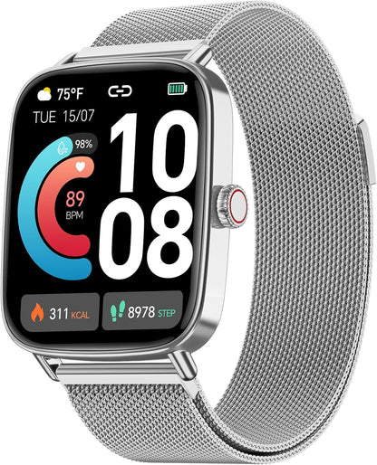 Smart Watch for Women, 1.85" HD Smartwatch Compatible iPhone/Samsung/Android (Answer/Make Calls), 100+ Sport Modes Fitness Tracker with Heart Rate/Sleep/SpO2 Monitor, IP68 Waterproof, with 2 Bands