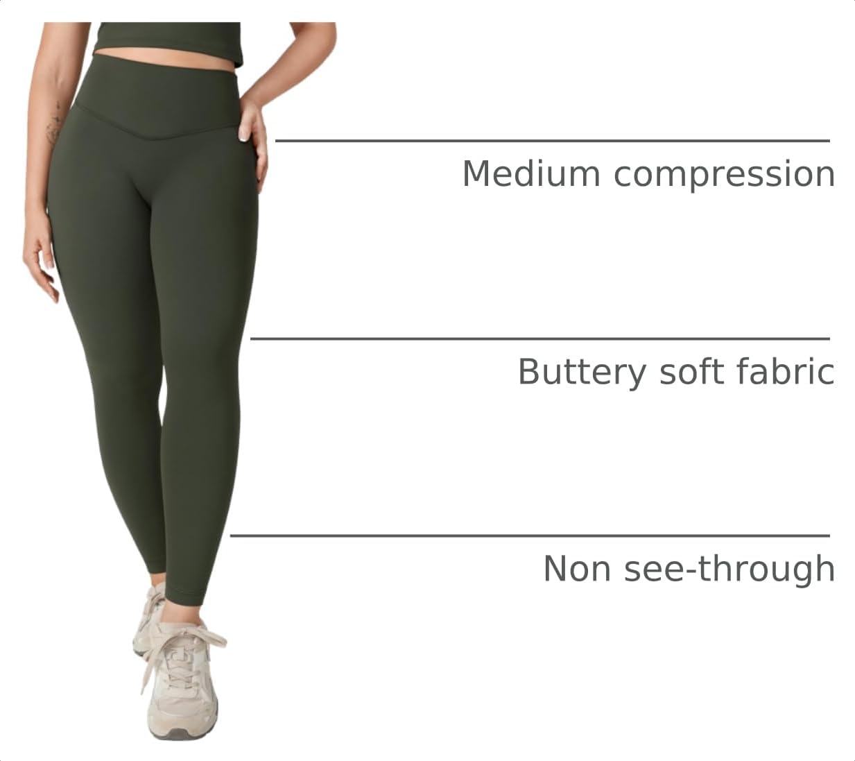 Hugcurve No Front Seam High Waisted Workout Leggings for Women Buttery Soft Yoga Pants Gym Athletic Tights - 25''