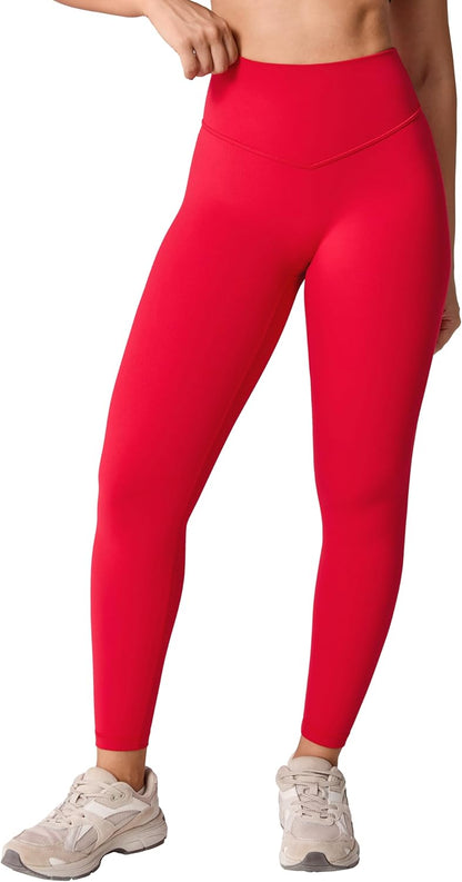 Hugcurve No Front Seam High Waisted Workout Leggings for Women Buttery Soft Yoga Pants Gym Athletic Tights - 25''