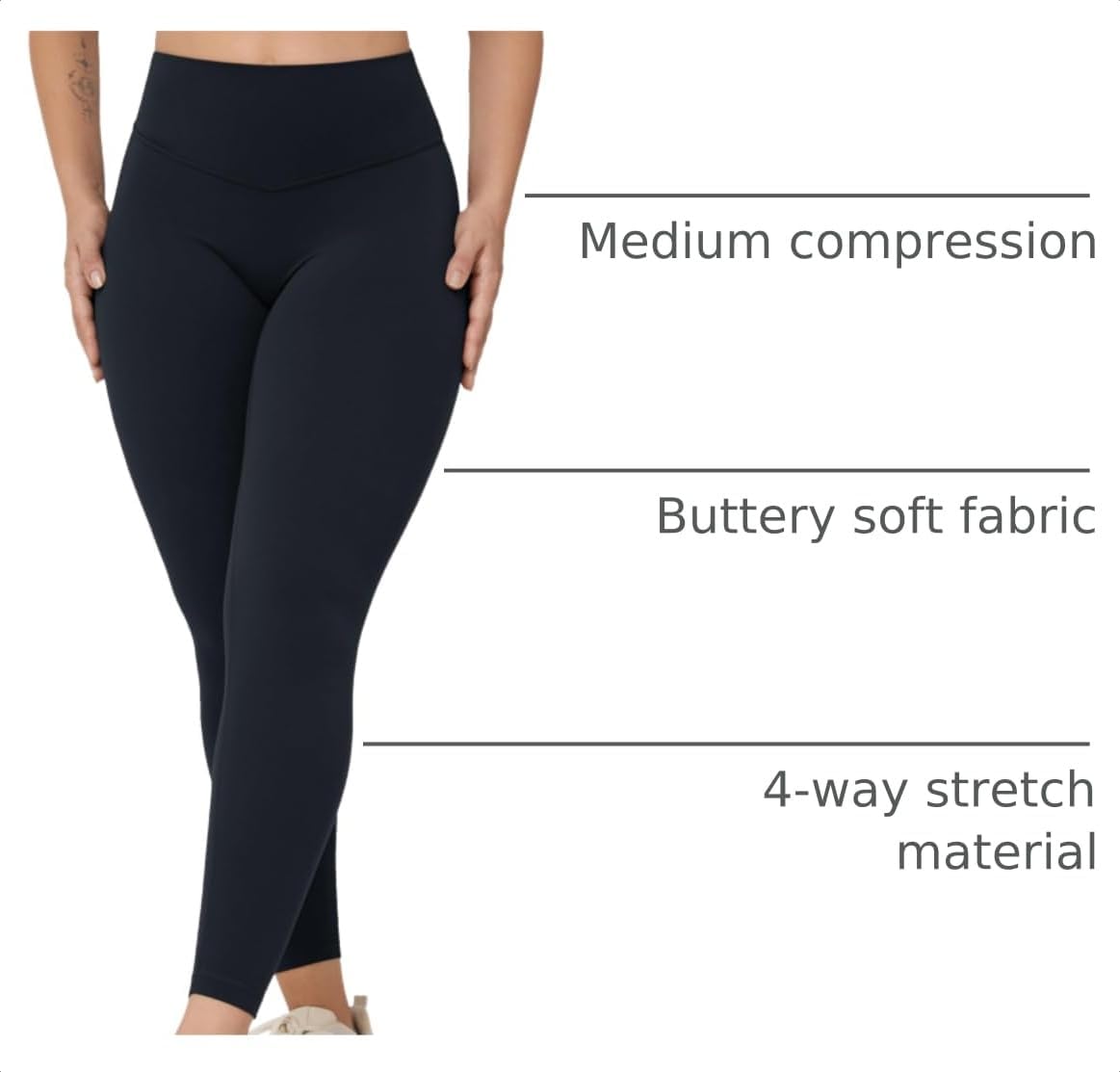 Hugcurve No Front Seam High Waisted Workout Leggings for Women Buttery Soft Yoga Pants Gym Athletic Tights - 25''