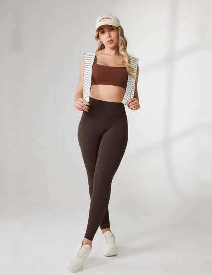 Hugcurve No Front Seam High Waisted Workout Leggings for Women Buttery Soft Yoga Pants Gym Athletic Tights - 25''