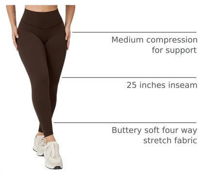 Hugcurve No Front Seam High Waisted Workout Leggings for Women Buttery Soft Yoga Pants Gym Athletic Tights - 25''