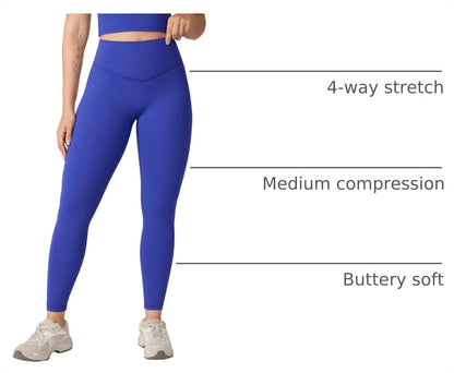 Hugcurve No Front Seam High Waisted Workout Leggings for Women Buttery Soft Yoga Pants Gym Athletic Tights - 25''