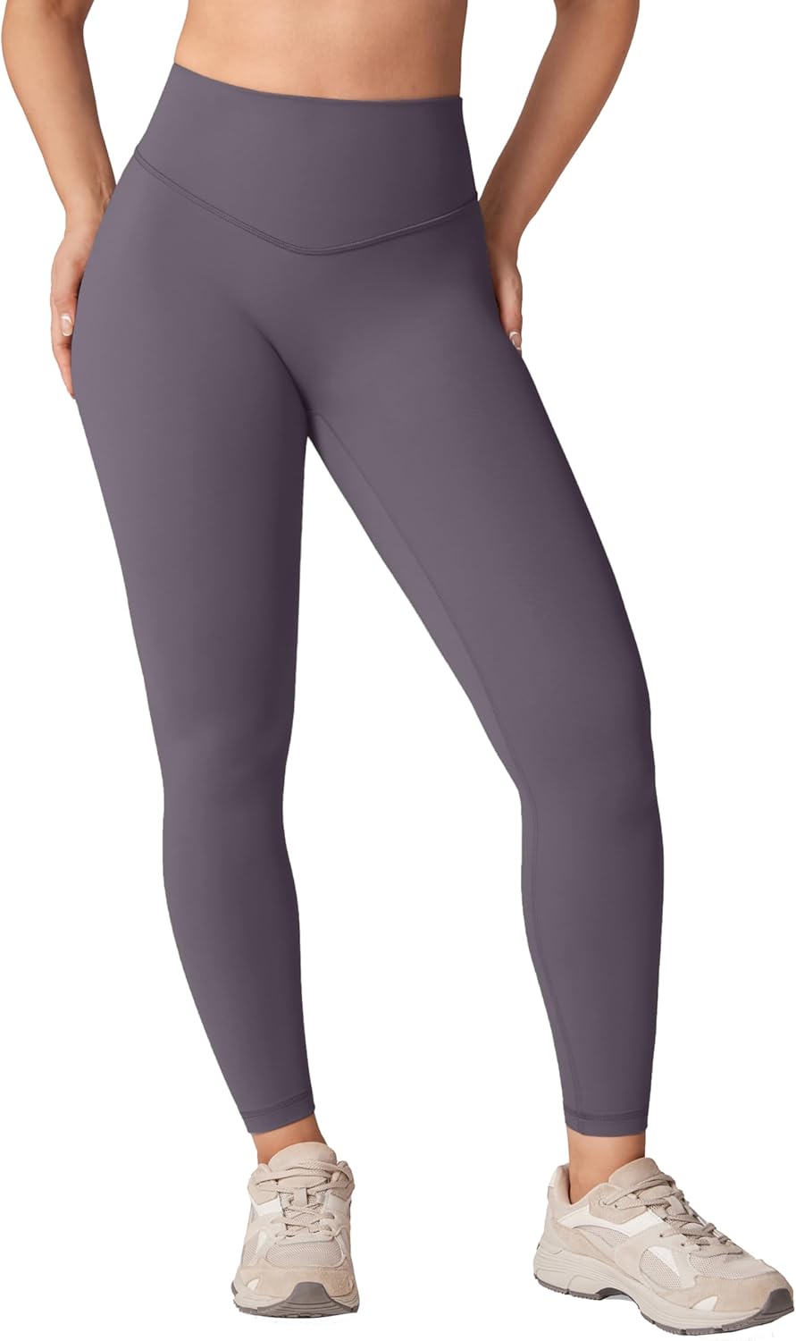 Hugcurve No Front Seam High Waisted Workout Leggings for Women Buttery Soft Yoga Pants Gym Athletic Tights - 25''