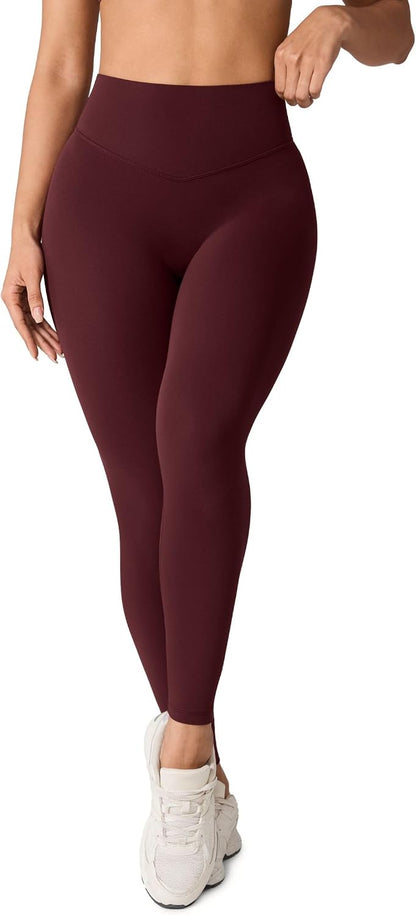 Hugcurve No Front Seam High Waisted Workout Leggings for Women Buttery Soft Yoga Pants Gym Athletic Tights - 25''