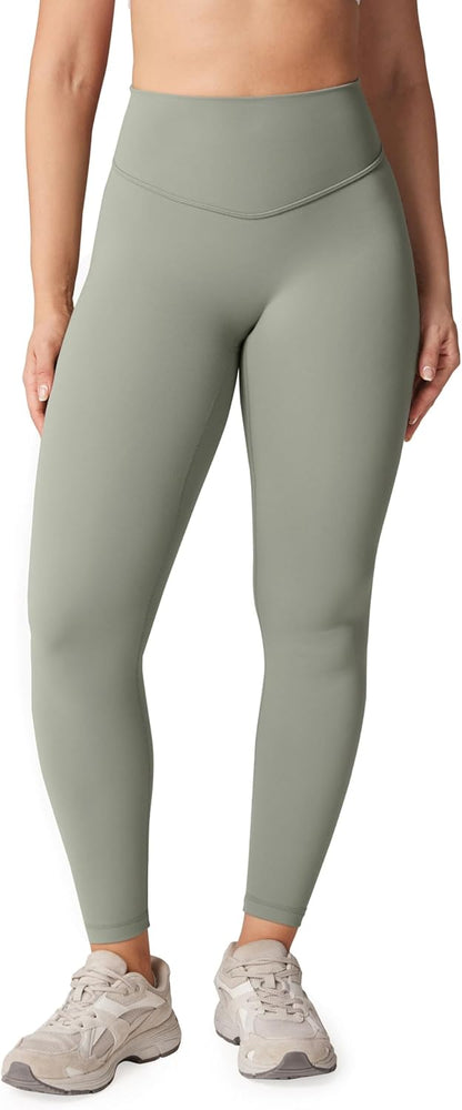 Hugcurve No Front Seam High Waisted Workout Leggings for Women Buttery Soft Yoga Pants Gym Athletic Tights - 25''