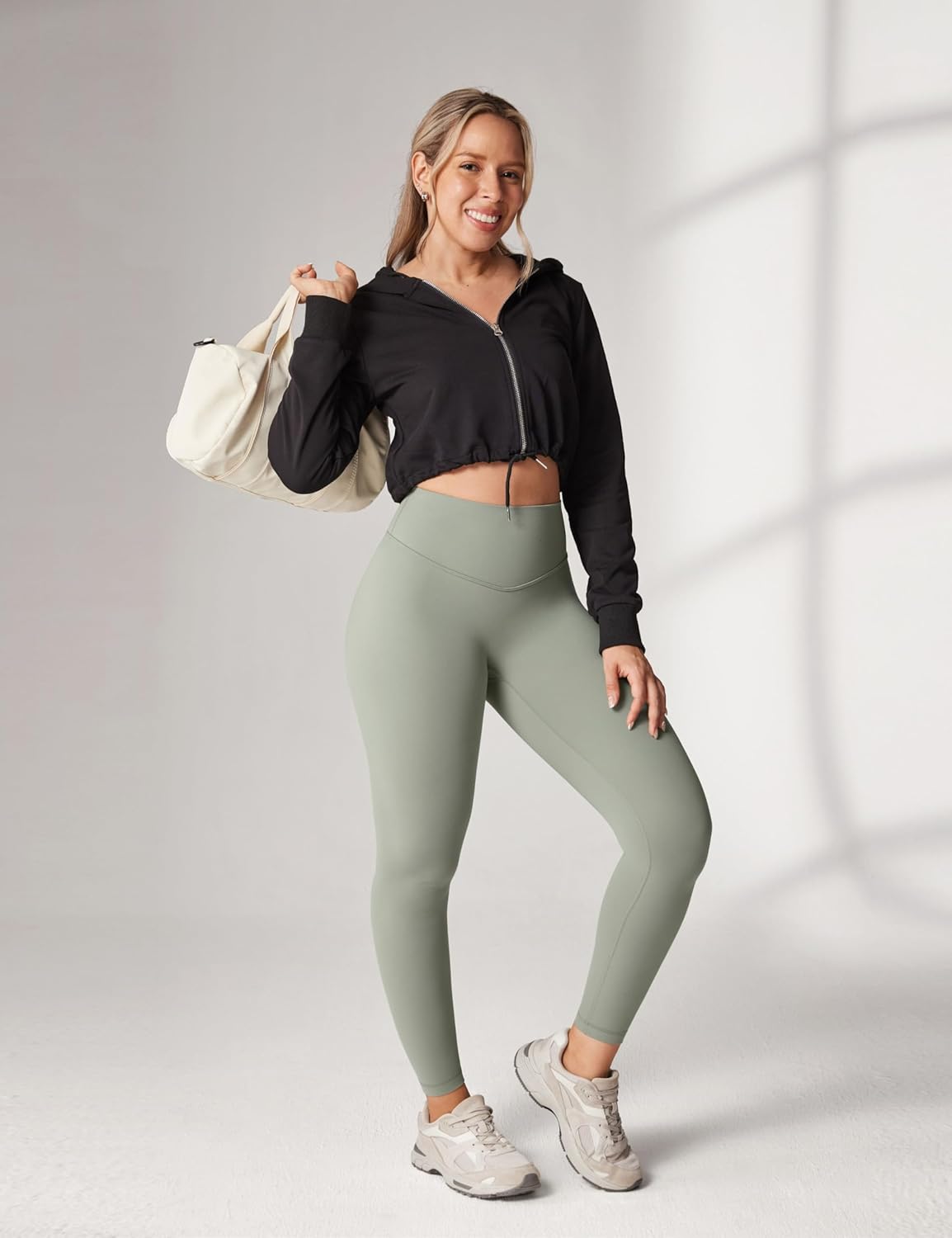 Hugcurve No Front Seam High Waisted Workout Leggings for Women Buttery Soft Yoga Pants Gym Athletic Tights - 25''