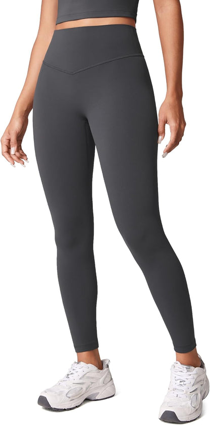 Hugcurve No Front Seam High Waisted Workout Leggings for Women Buttery Soft Yoga Pants Gym Athletic Tights - 25''