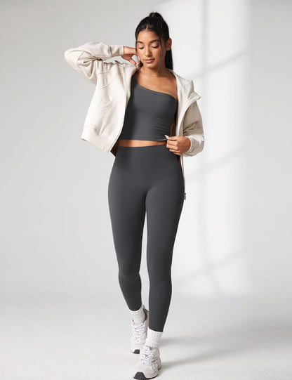 Hugcurve No Front Seam High Waisted Workout Leggings for Women Buttery Soft Yoga Pants Gym Athletic Tights - 25''