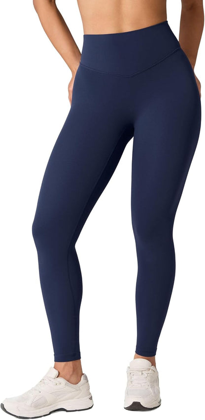 Hugcurve No Front Seam High Waisted Workout Leggings for Women Buttery Soft Yoga Pants Gym Athletic Tights - 25''