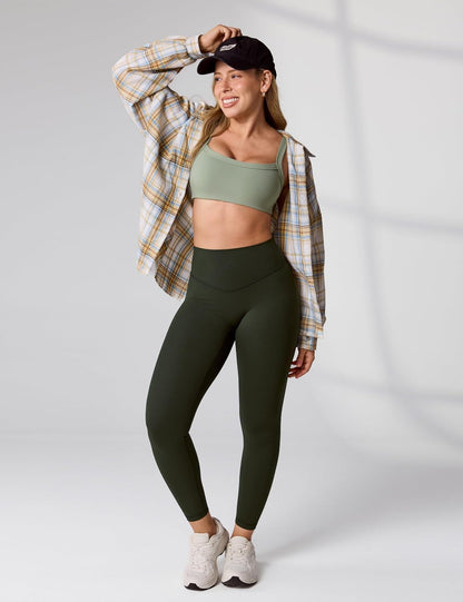 Hugcurve No Front Seam High Waisted Workout Leggings for Women Buttery Soft Yoga Pants Gym Athletic Tights - 25''
