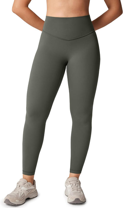 Hugcurve No Front Seam High Waisted Workout Leggings for Women Buttery Soft Yoga Pants Gym Athletic Tights - 25''