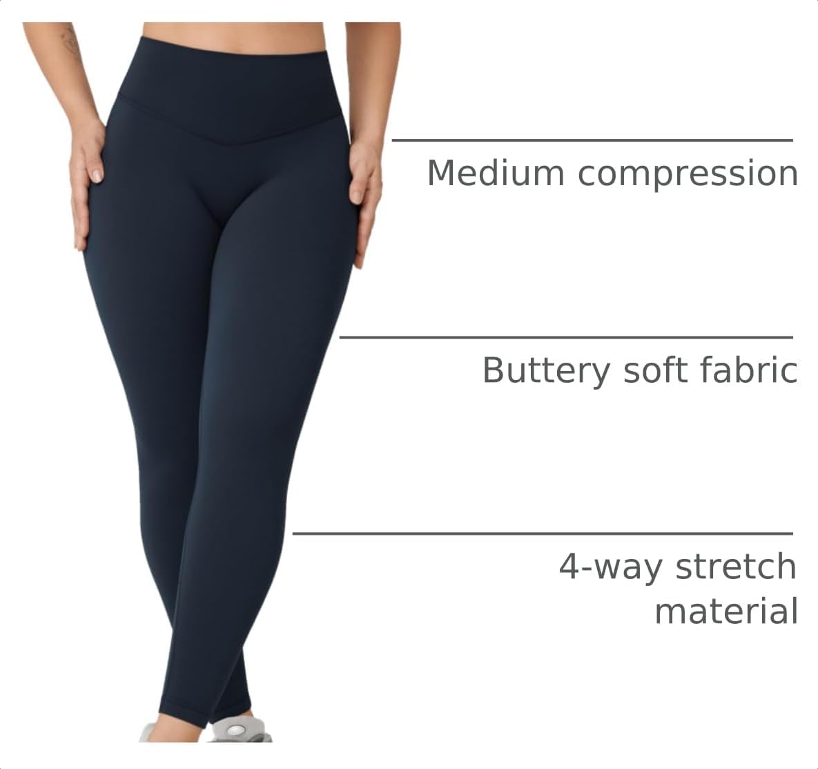 Hugcurve No Front Seam High Waisted Workout Leggings for Women Buttery Soft Yoga Pants Gym Athletic Tights - 25''