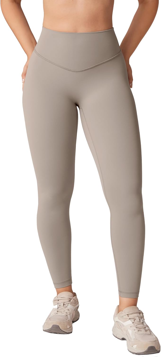 Hugcurve No Front Seam High Waisted Workout Leggings for Women Buttery Soft Yoga Pants Gym Athletic Tights - 25''