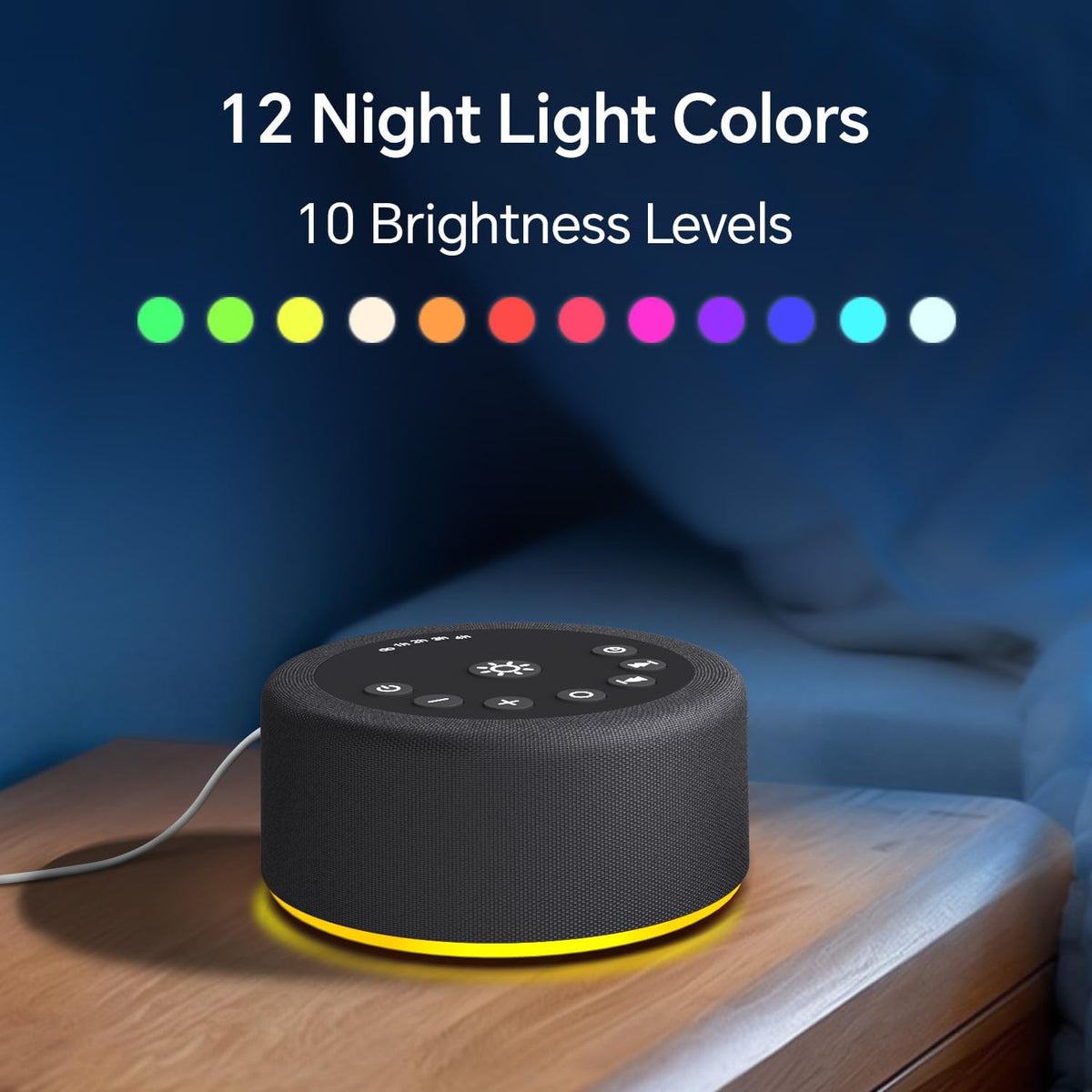 Sound Machine Night Light White Noise Brown Noise Machine 30 Non Looping Sounds 12 Lights 5 Timers 36 Adjustable Volume Memory Function Sleep Sounds Machine for Baby Kids Adult & Home Office Travel