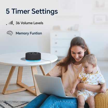 Sound Machine Night Light White Noise Brown Noise Machine 30 Non Looping Sounds 12 Lights 5 Timers 36 Adjustable Volume Memory Function Sleep Sounds Machine for Baby Kids Adult & Home Office Travel