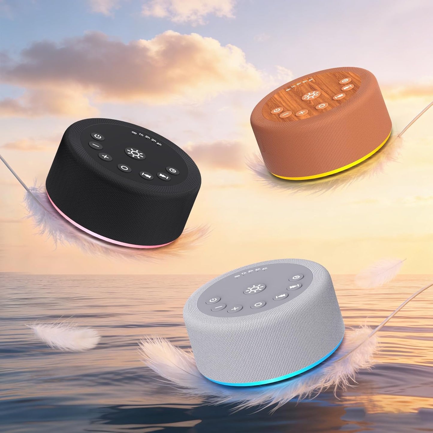Sound Machine Night Light White Noise Brown Noise Machine 30 Non Looping Sounds 12 Lights 5 Timers 36 Adjustable Volume Memory Function Sleep Sounds Machine for Baby Kids Adult & Home Office Travel