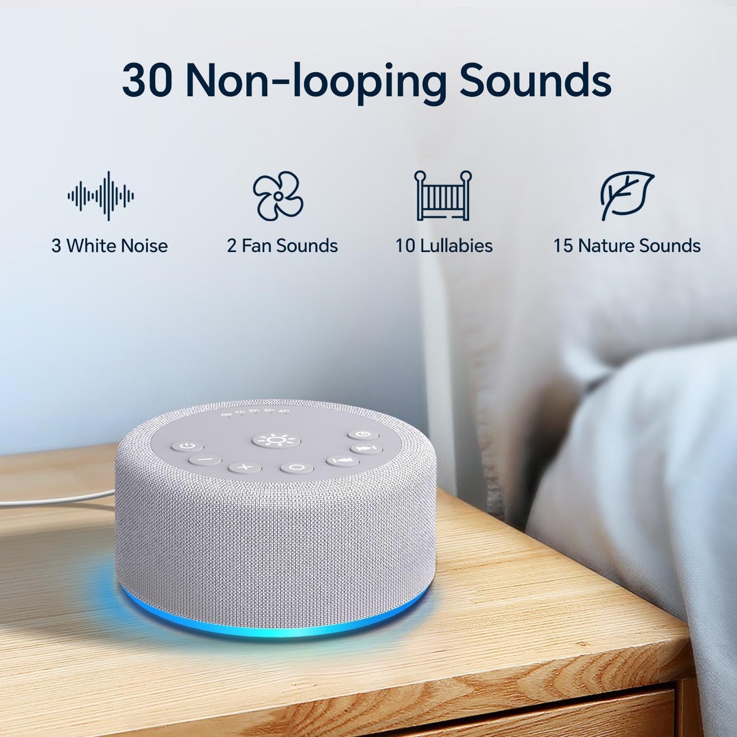 Sound Machine Night Light White Noise Brown Noise Machine 30 Non Looping Sounds 12 Lights 5 Timers 36 Adjustable Volume Memory Function Sleep Sounds Machine for Baby Kids Adult & Home Office Travel
