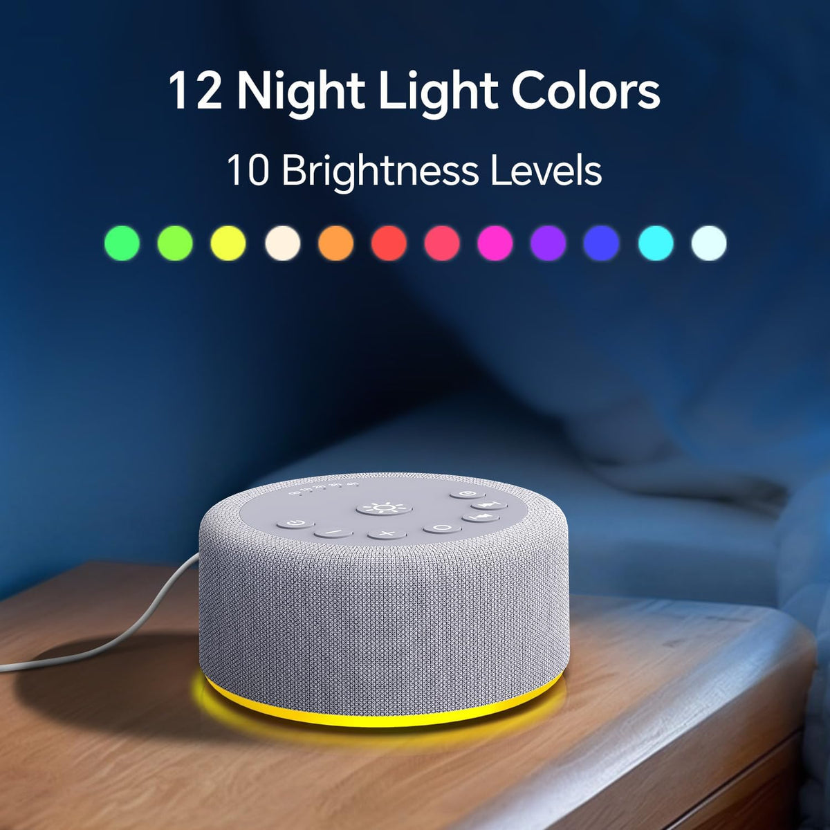 Sound Machine Night Light White Noise Brown Noise Machine 30 Non Looping Sounds 12 Lights 5 Timers 36 Adjustable Volume Memory Function Sleep Sounds Machine for Baby Kids Adult & Home Office Travel