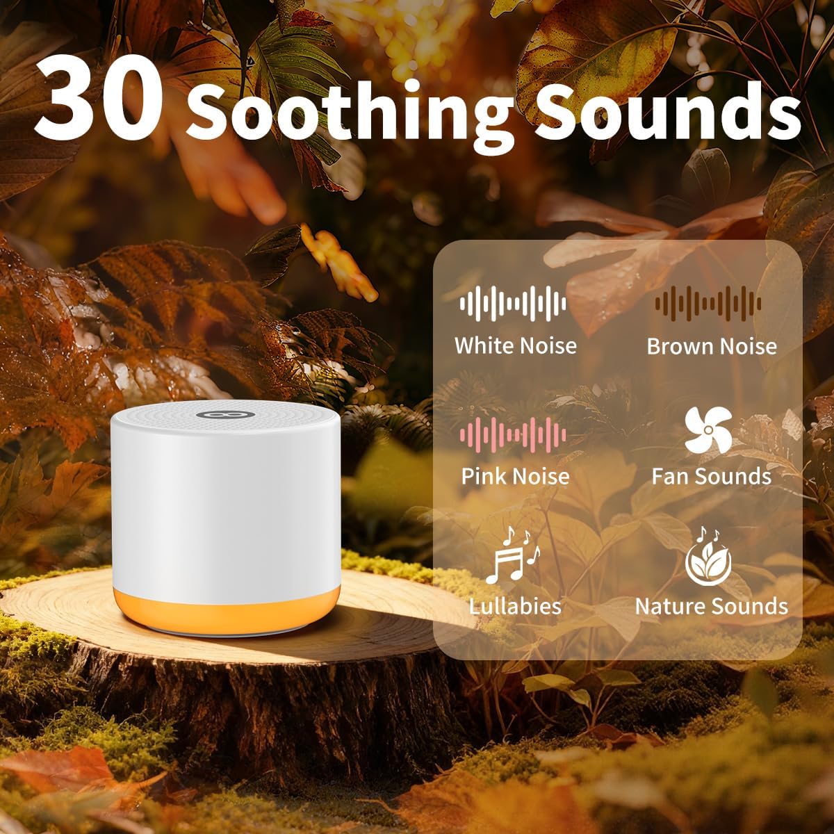 Sound Machine Night Light White Noise Brown Noise Machine 30 Non Looping Sounds 12 Lights 5 Timers 36 Adjustable Volume Memory Function Sleep Sounds Machine for Baby Kids Adult & Home Office Travel