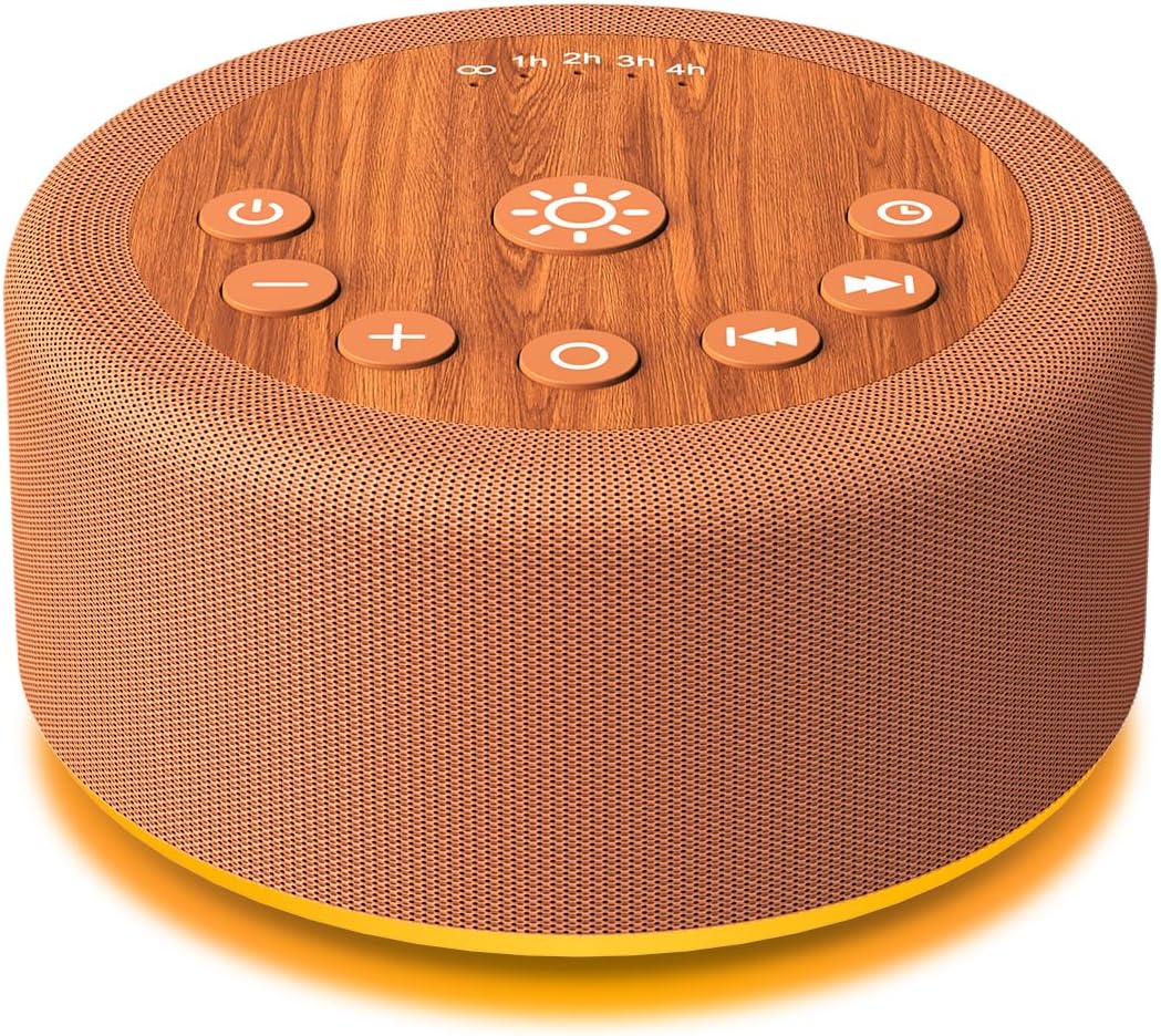 Sound Machine Night Light White Noise Brown Noise Machine 30 Non Looping Sounds 12 Lights 5 Timers 36 Adjustable Volume Memory Function Sleep Sounds Machine for Baby Kids Adult & Home Office Travel