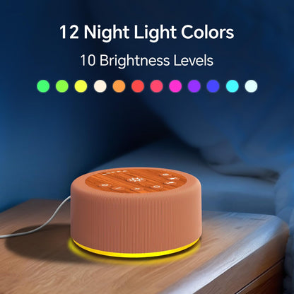 Sound Machine Night Light White Noise Brown Noise Machine 30 Non Looping Sounds 12 Lights 5 Timers 36 Adjustable Volume Memory Function Sleep Sounds Machine for Baby Kids Adult & Home Office Travel