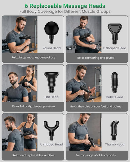 Massage Gun, Deep Tissue Percussion Massager 30 Speeds for Pain Relief
