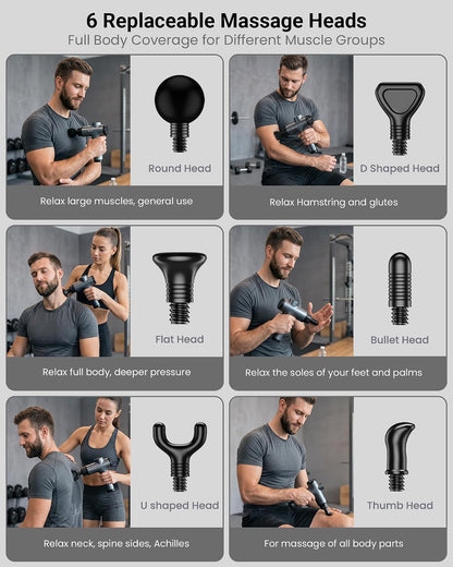 Massage Gun, Deep Tissue Percussion Massager 30 Speeds for Pain Relief