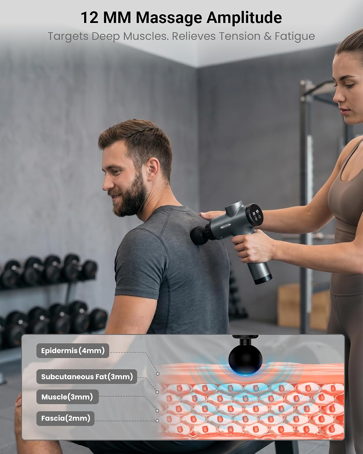 Massage Gun, Deep Tissue Percussion Massager 30 Speeds for Pain Relief