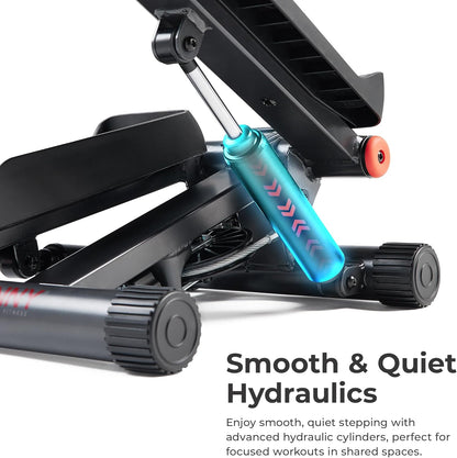 Mini Steppers for Exercise at Home, Stair Step Workout Machine with Resistance Bands, Full Body Cardio Equipment, Optional Free SunnyFit App Connection Smart Stepper