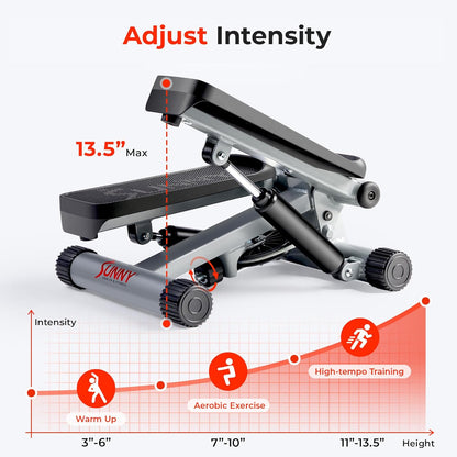 Mini Steppers for Exercise at Home, Stair Step Workout Machine with Resistance Bands, Full Body Cardio Equipment, Optional Free SunnyFit App Connection Smart Stepper
