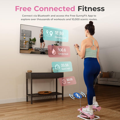 Mini Steppers for Exercise at Home, Stair Step Workout Machine with Resistance Bands, Full Body Cardio Equipment, Optional Free SunnyFit App Connection Smart Stepper
