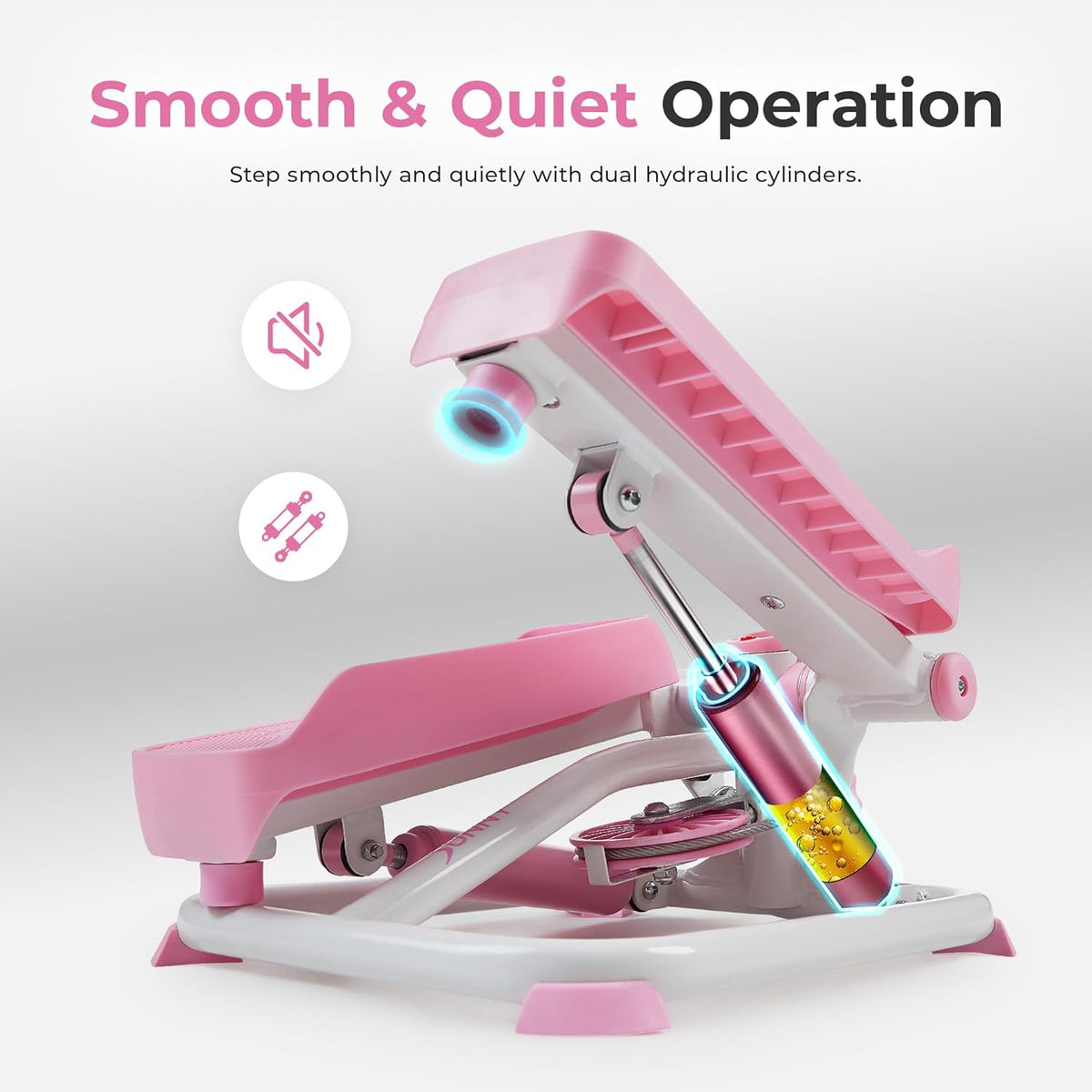 Mini Steppers for Exercise at Home, Stair Step Workout Machine with Resistance Bands, Full Body Cardio Equipment, Optional Free SunnyFit App Connection Smart Stepper
