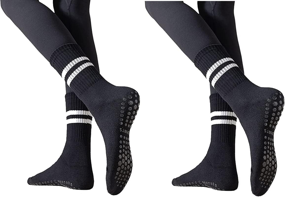Flydo Pilates Grip Socks for Women Grippy Yoga Non Slip Long Barre Socks