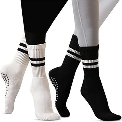 Flydo Pilates Grip Socks for Women Grippy Yoga Non Slip Long Barre Socks